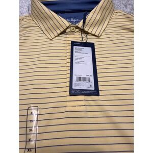 Walter Hagen Mens XL Performance Golf Polo Shirt‎ Yellow Blue Stripe
